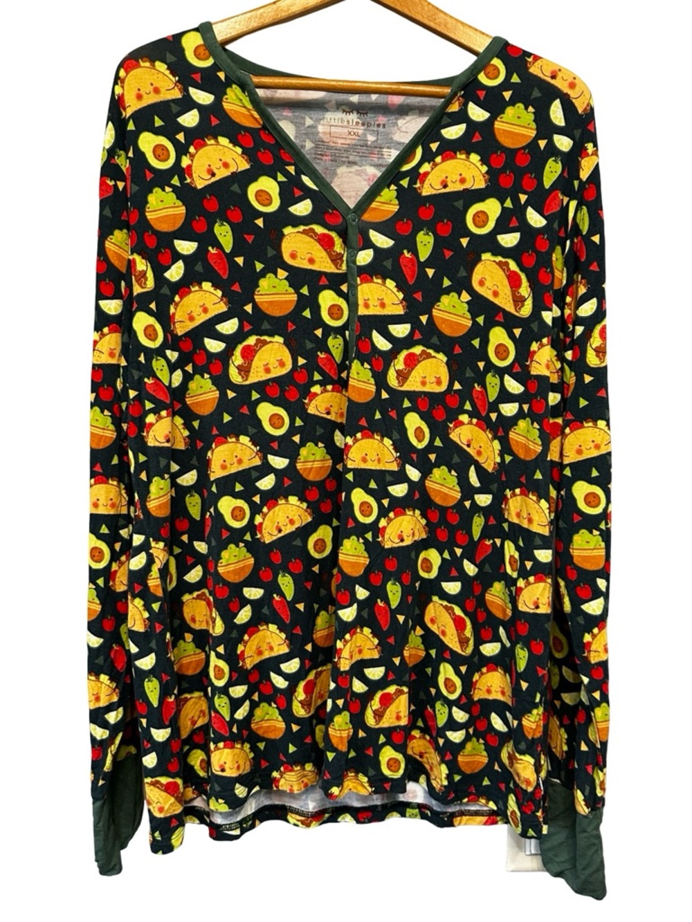 Little Sleepies Taco Fiesta Pajama Top Size XXL Soft Bamboo Long Sleeve Cozy